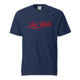 Frat Water heavyweight t-shirt — navy with red script logo